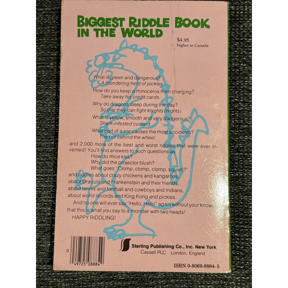 Biggest Riddle Book in‎ the World (Paperback Sterling Publishing 1976 Rare Oop - Picture 4 of 16